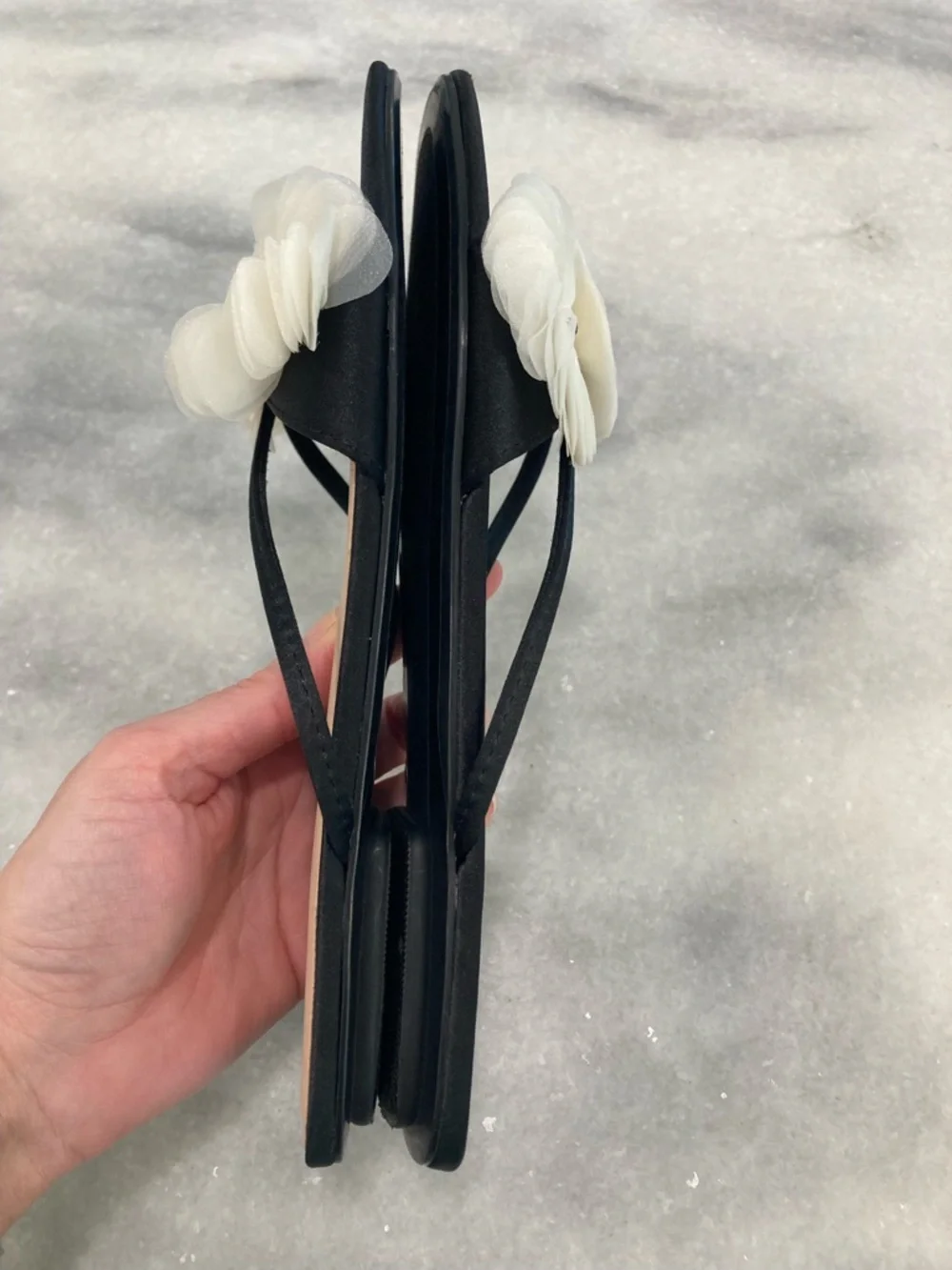 ZARA Black Cream Flower Sandals - Picture 11 of 14